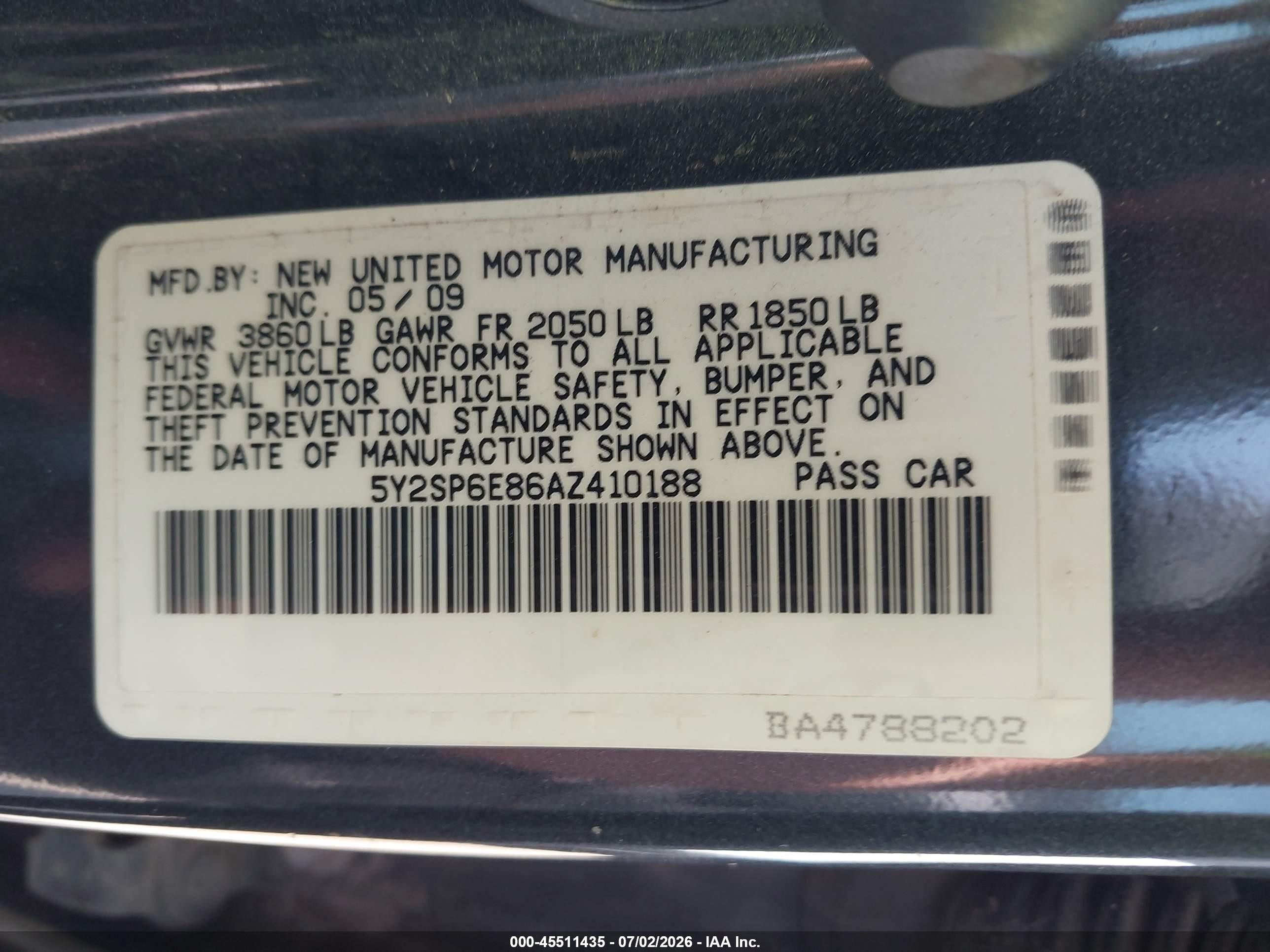2010 Pontiac Vibe   Gray vin: 5Y2SP6E86AZ410188