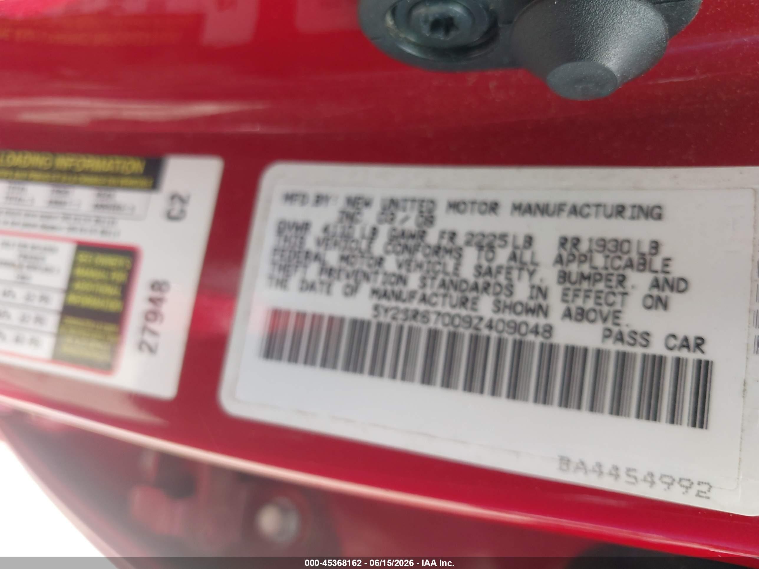 2009 Pontiac Vibe Gt Red vin: 5Y2SR67009Z409048