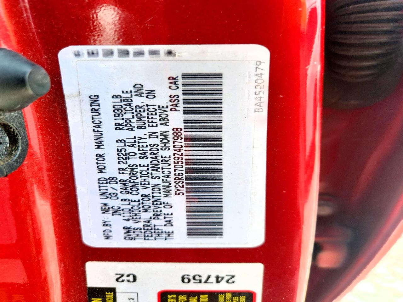 2009 Pontiac Vibe Gt Red vin: 5Y2SR67059Z407988