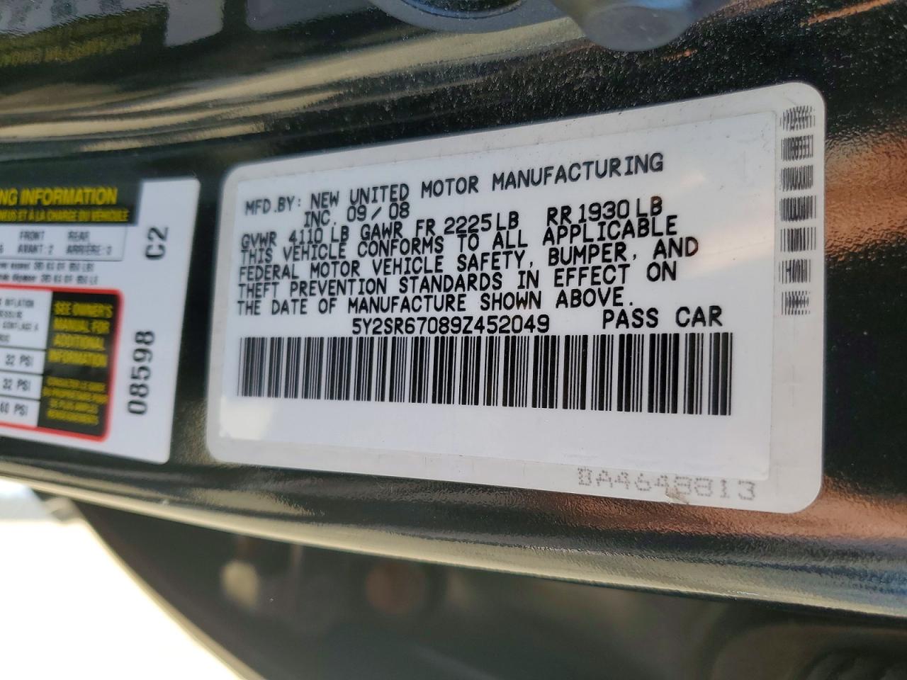 2009 Pontiac Vibe Gt Black vin: 5Y2SR67089Z452049