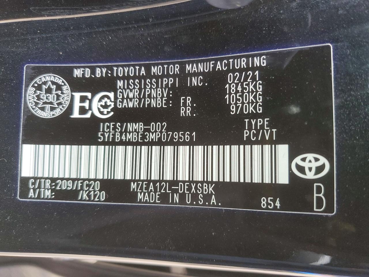 2021 Toyota Corolla Se Черный vin: 5YFB4MBE3MP079561