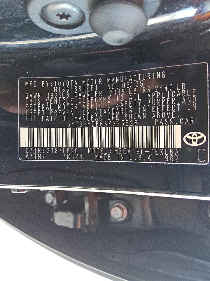 2025 Toyota Corolla Le Black vin: 5YFB4MDE6SP325528