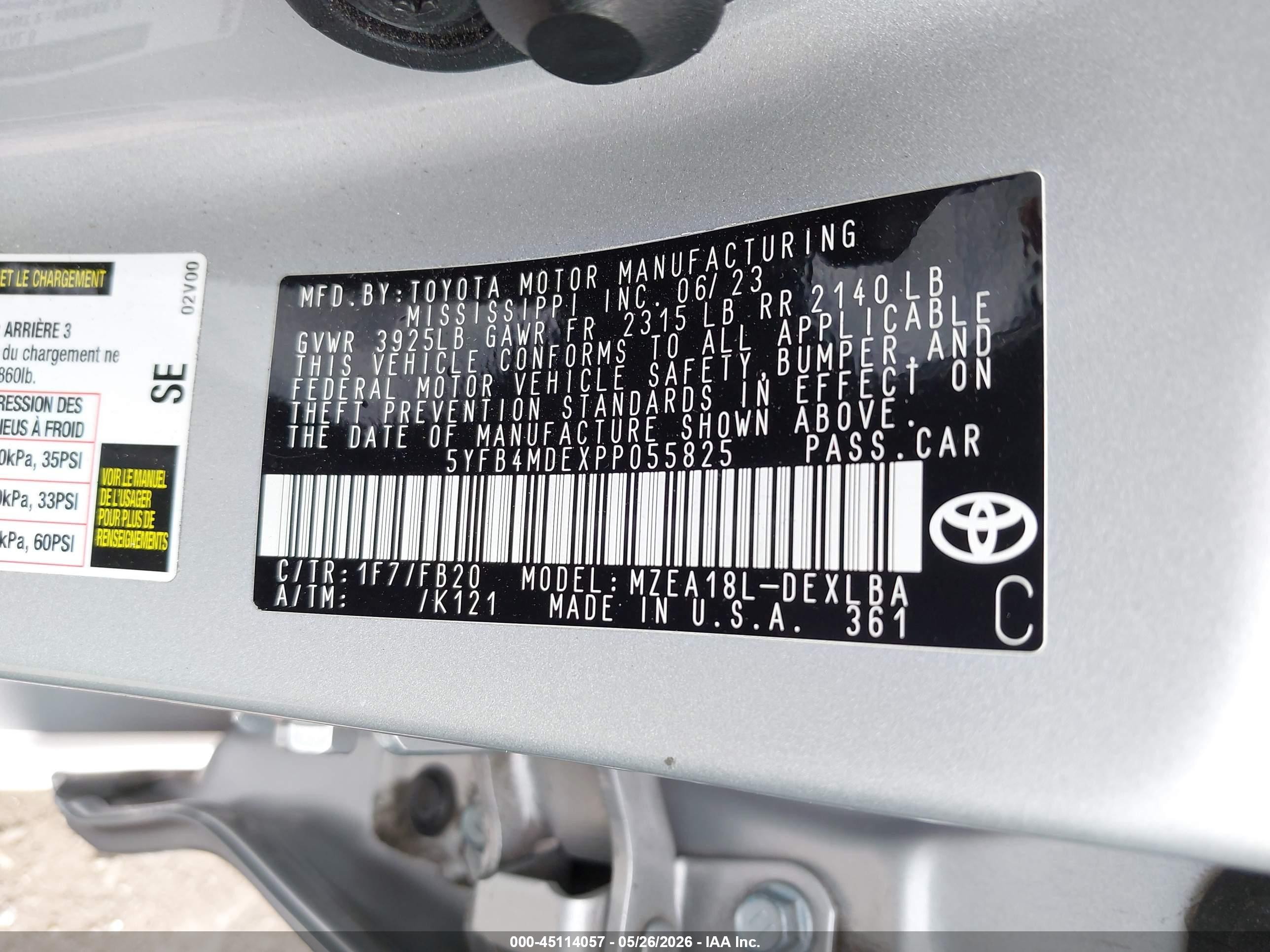2023 Toyota Corolla Le Серебряный vin: 5YFB4MDEXPP055825