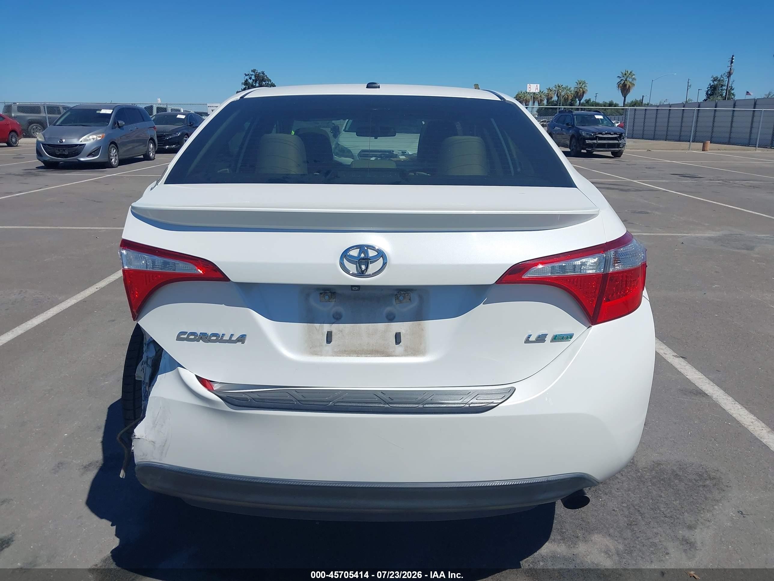 2014 Toyota Corolla Le Eco Plus White vin: 5YFBPRHE2EP077846