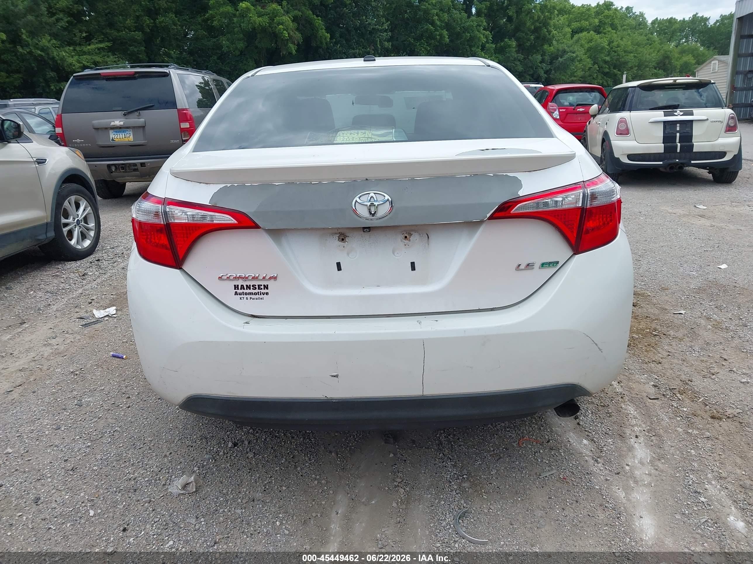 2014 Toyota Corolla Le Eco Plus White vin: 5YFBPRHE3EP036089