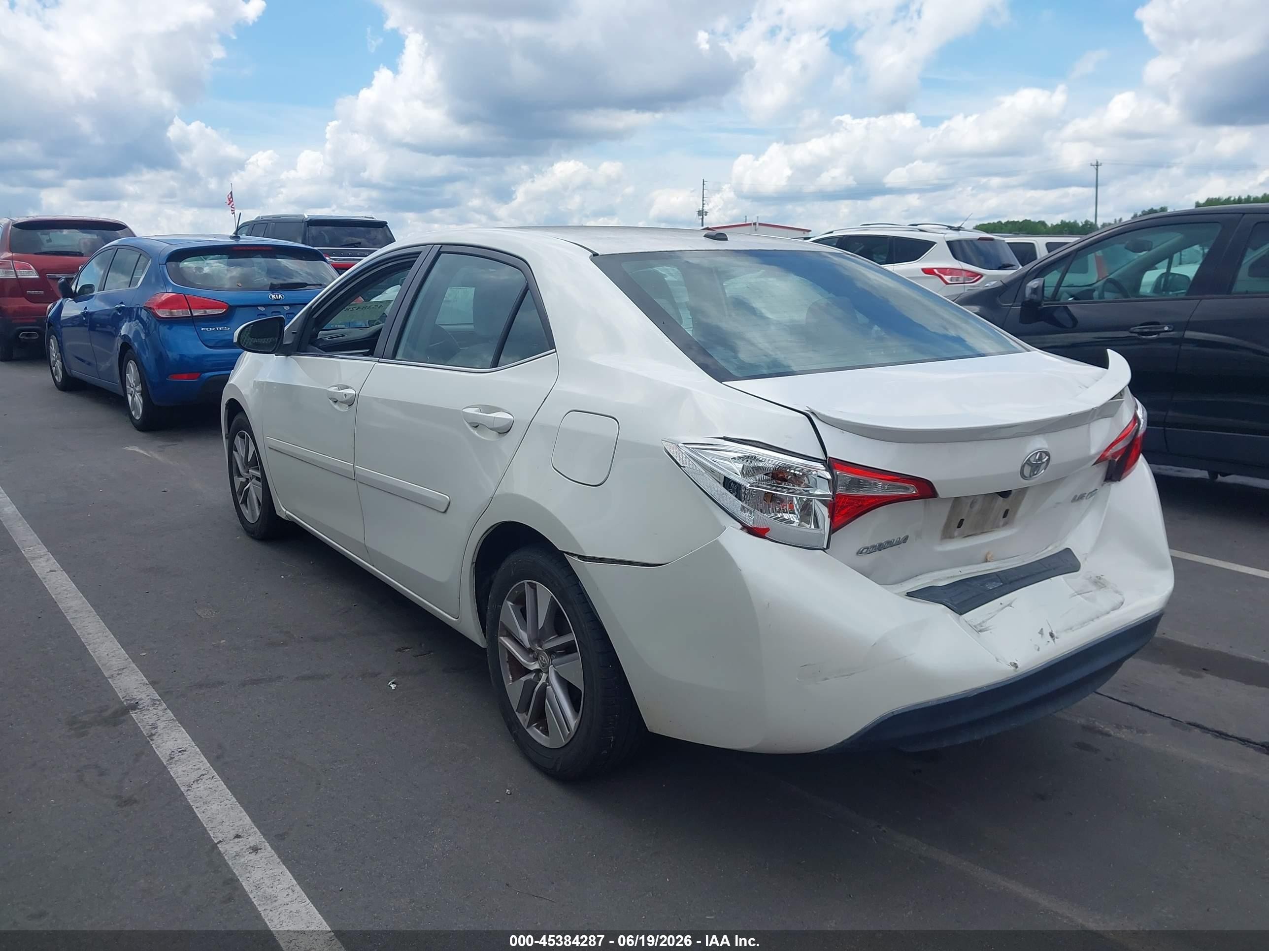 2015 Toyota Corolla Le Eco Plus White vin: 5YFBPRHE4FP192546