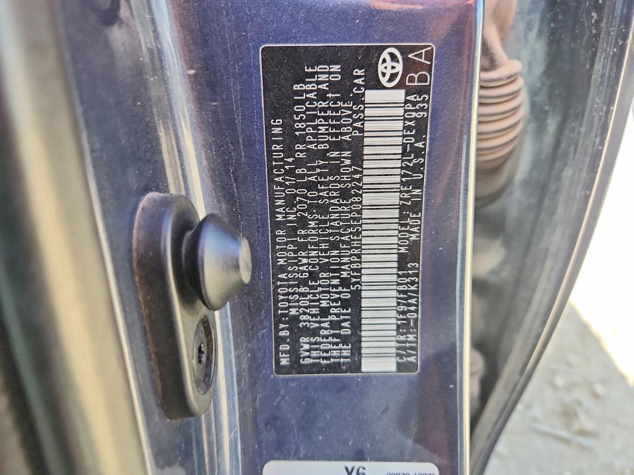 2014 Toyota Corolla Le Eco Синий vin: 5YFBPRHE5EP082247