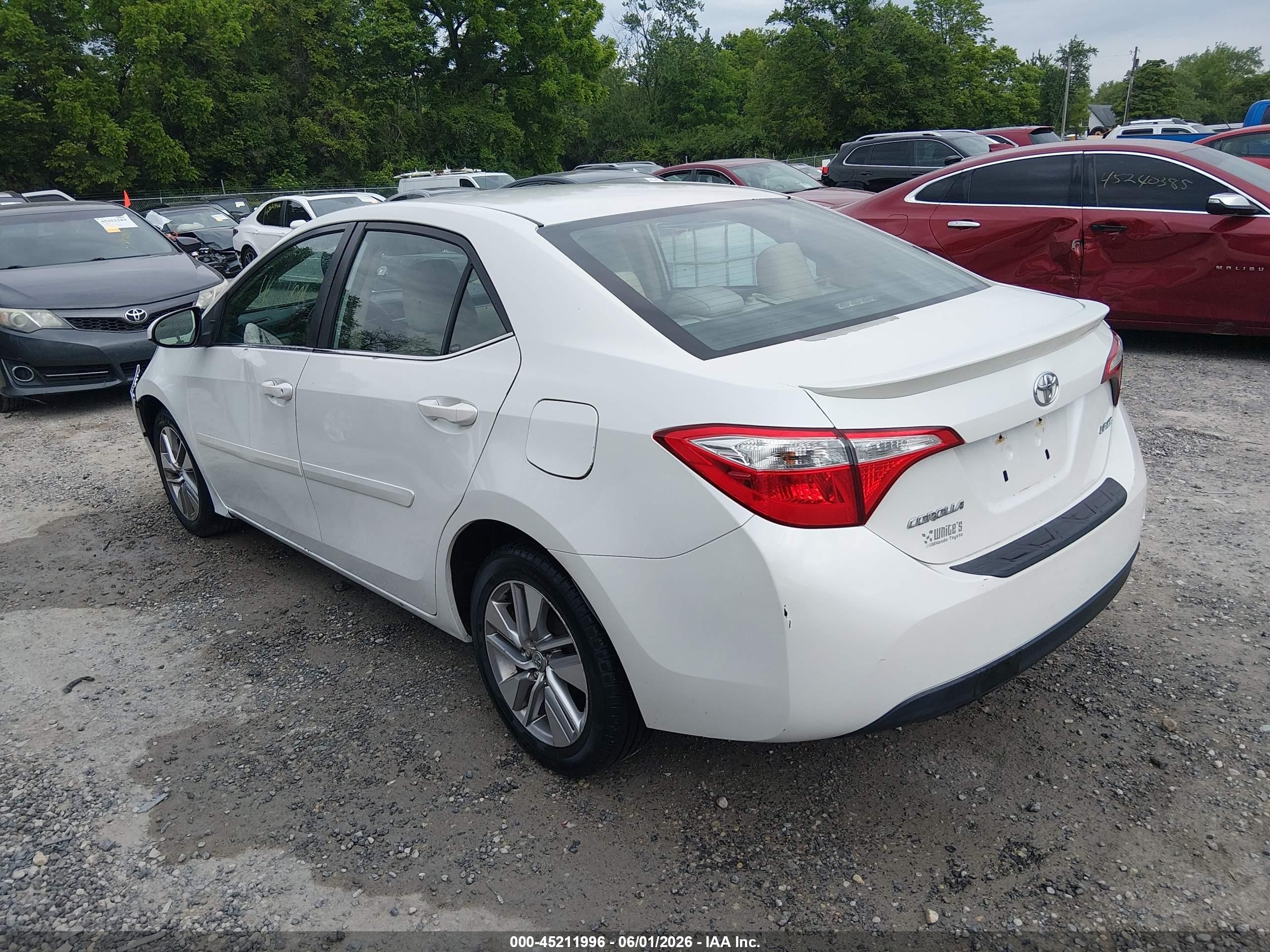 2015 Toyota Corolla Le Eco Plus White vin: 5YFBPRHE9FP334549