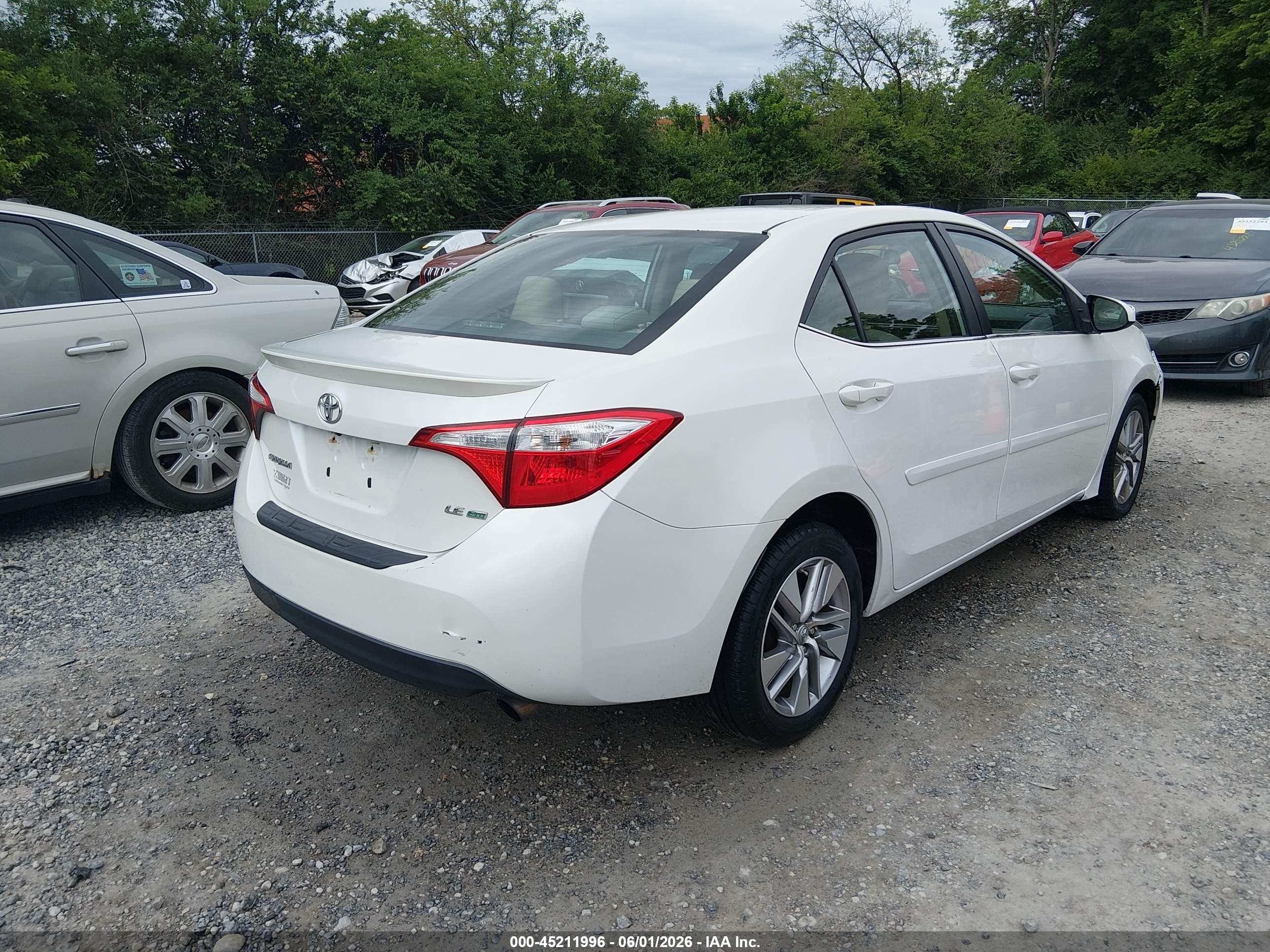 2015 Toyota Corolla Le Eco Plus White vin: 5YFBPRHE9FP334549
