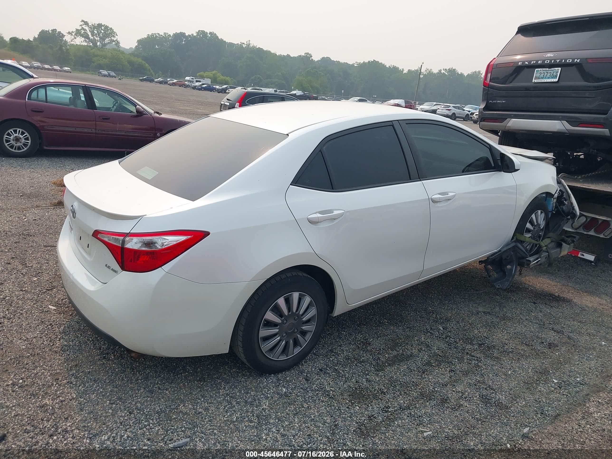 2014 Toyota Corolla Le Eco White vin: 5YFBPRHEXEP046053
