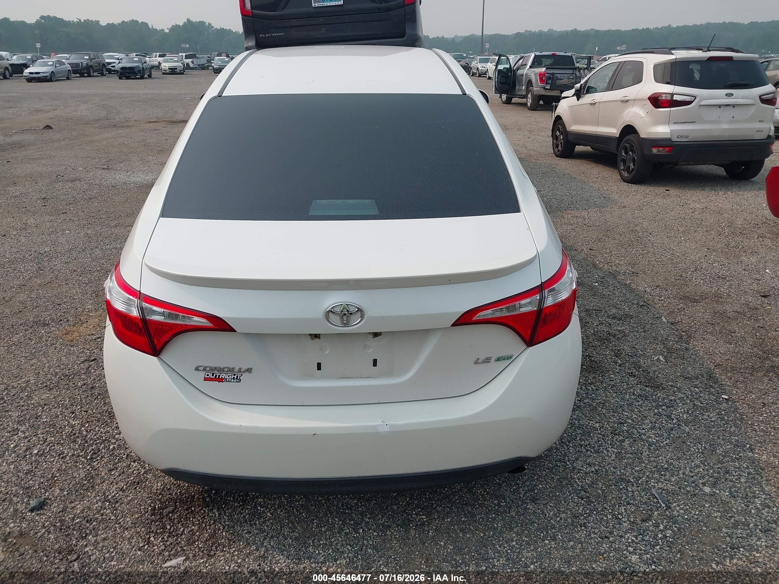 2014 Toyota Corolla Le Eco White vin: 5YFBPRHEXEP046053