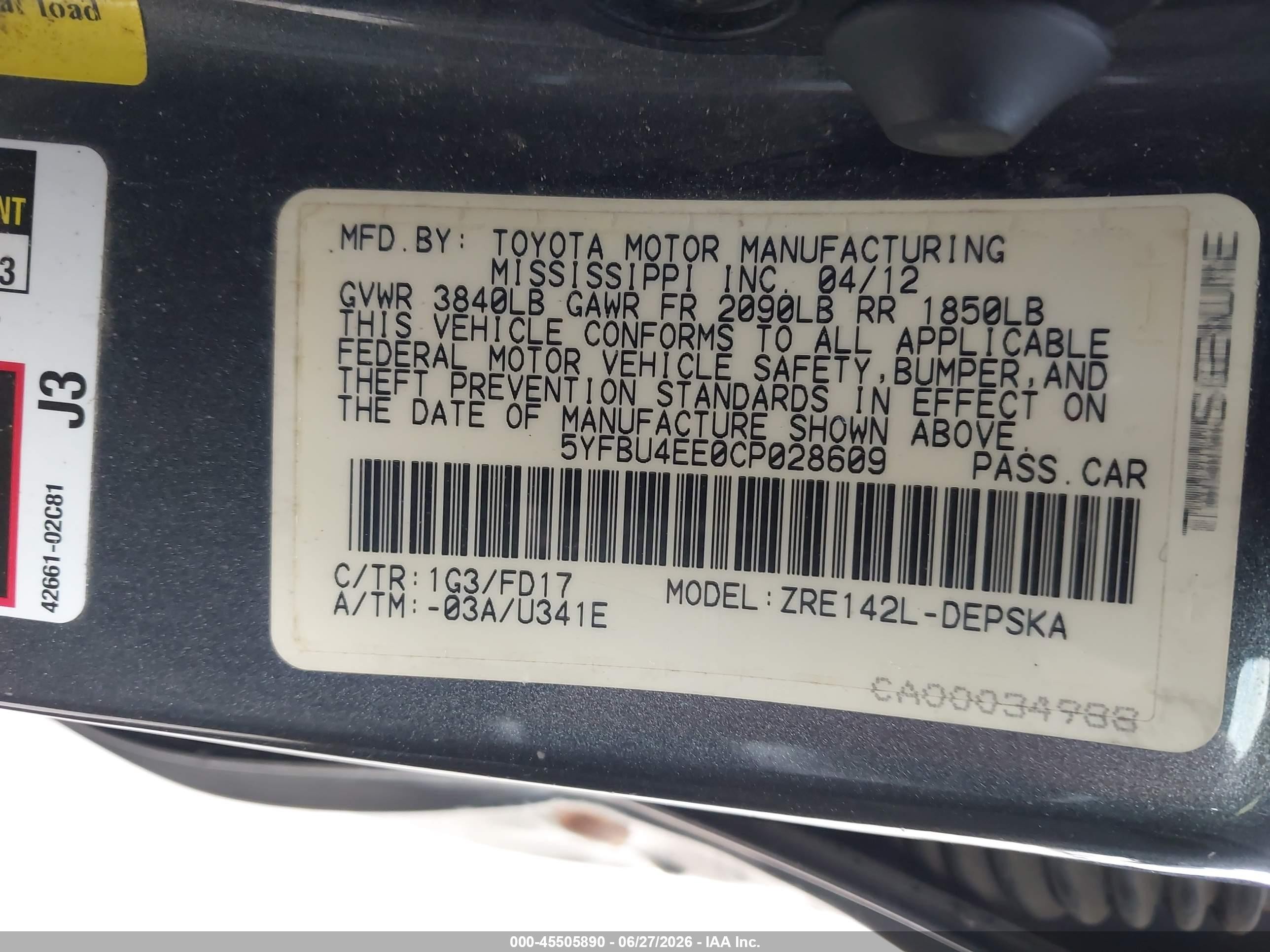 2012 Toyota Corolla S Gray vin: 5YFBU4EE0CP028609