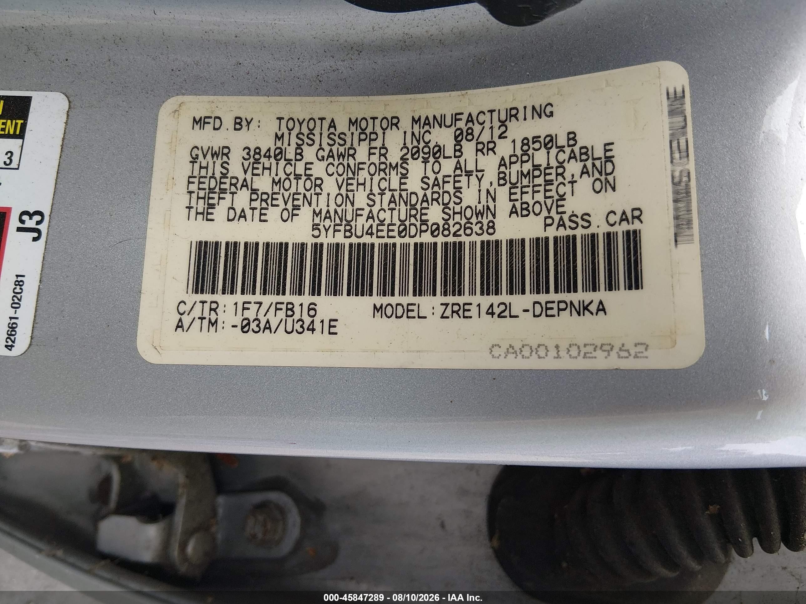 2013 Toyota Corolla Le Silver vin: 5YFBU4EE0DP082638
