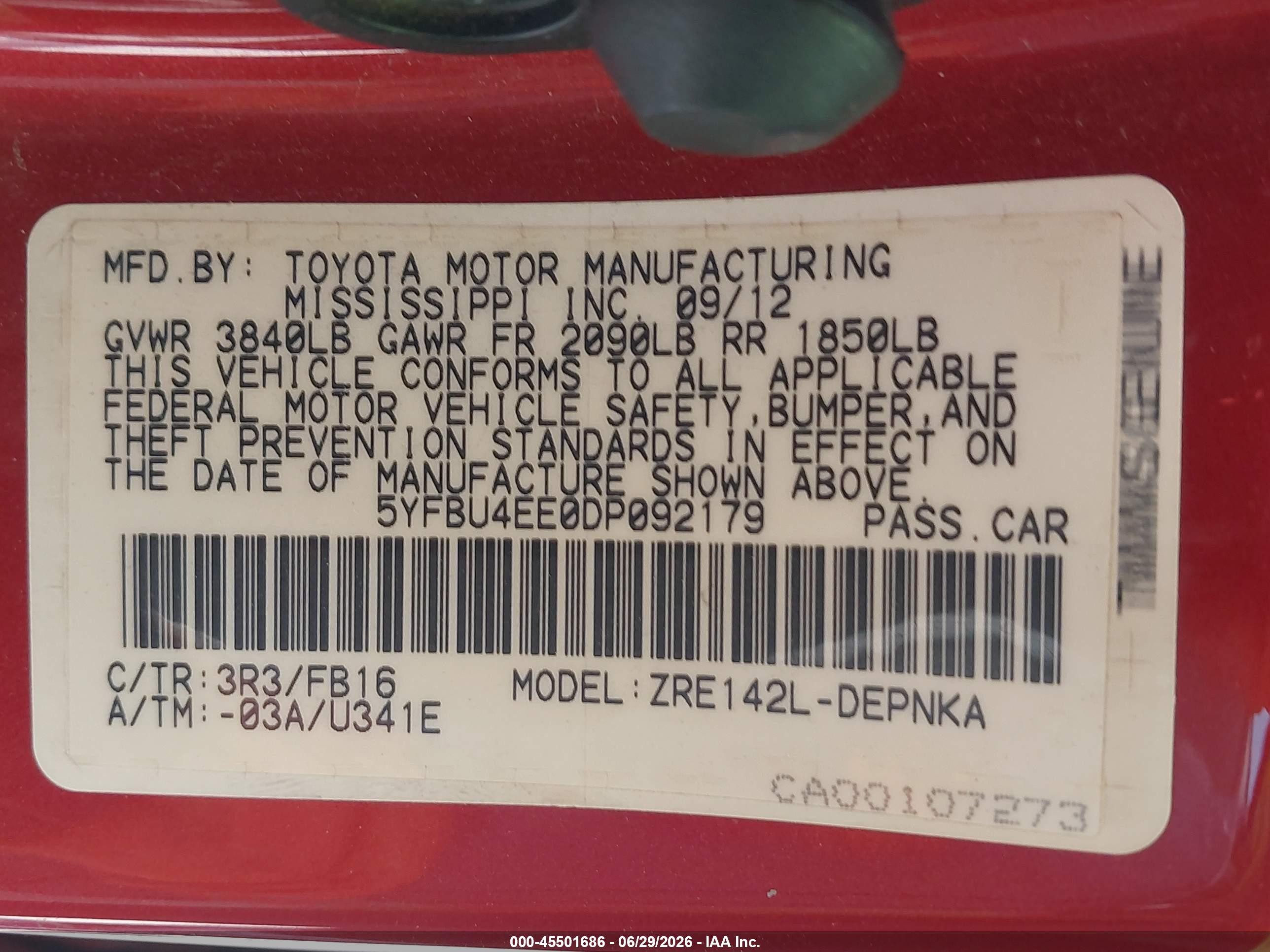 2013 Toyota Corolla Le Бордовый vin: 5YFBU4EE0DP092179