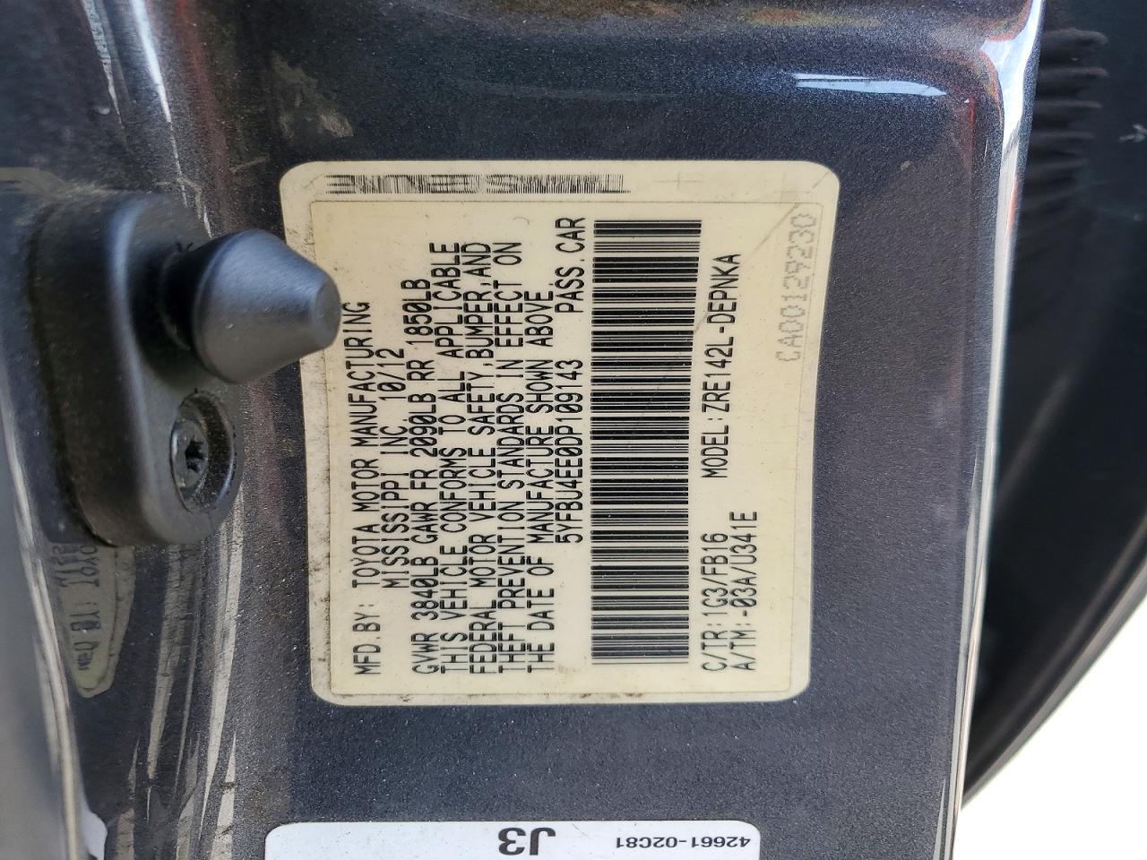 2013 Toyota Corolla Le Угольный vin: 5YFBU4EE0DP109143