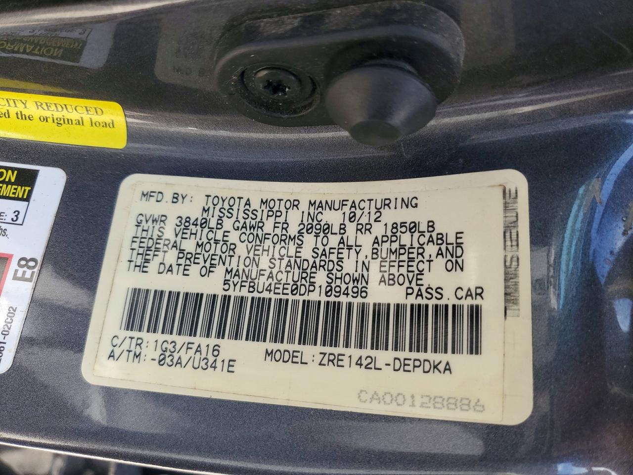 2013 Toyota Corolla L Серый vin: 5YFBU4EE0DP109496