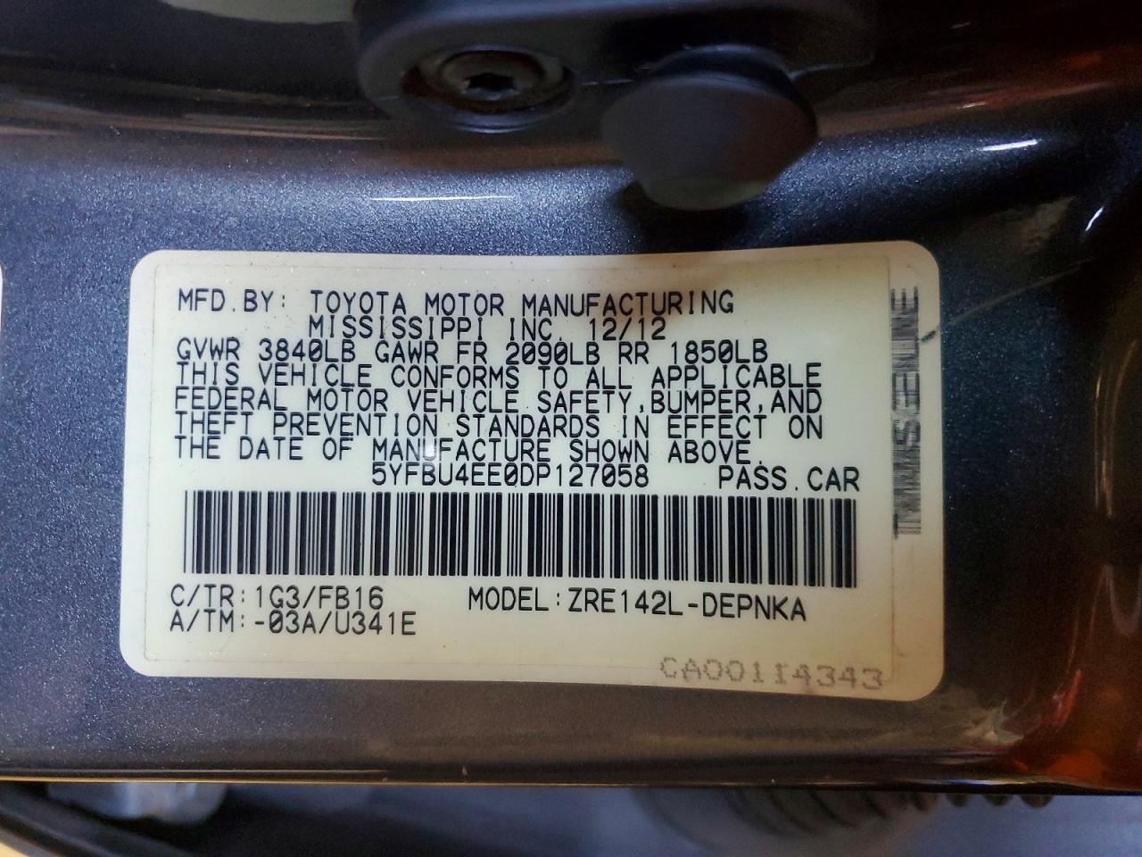 2013 Toyota Corolla Le Gray vin: 5YFBU4EE0DP127058