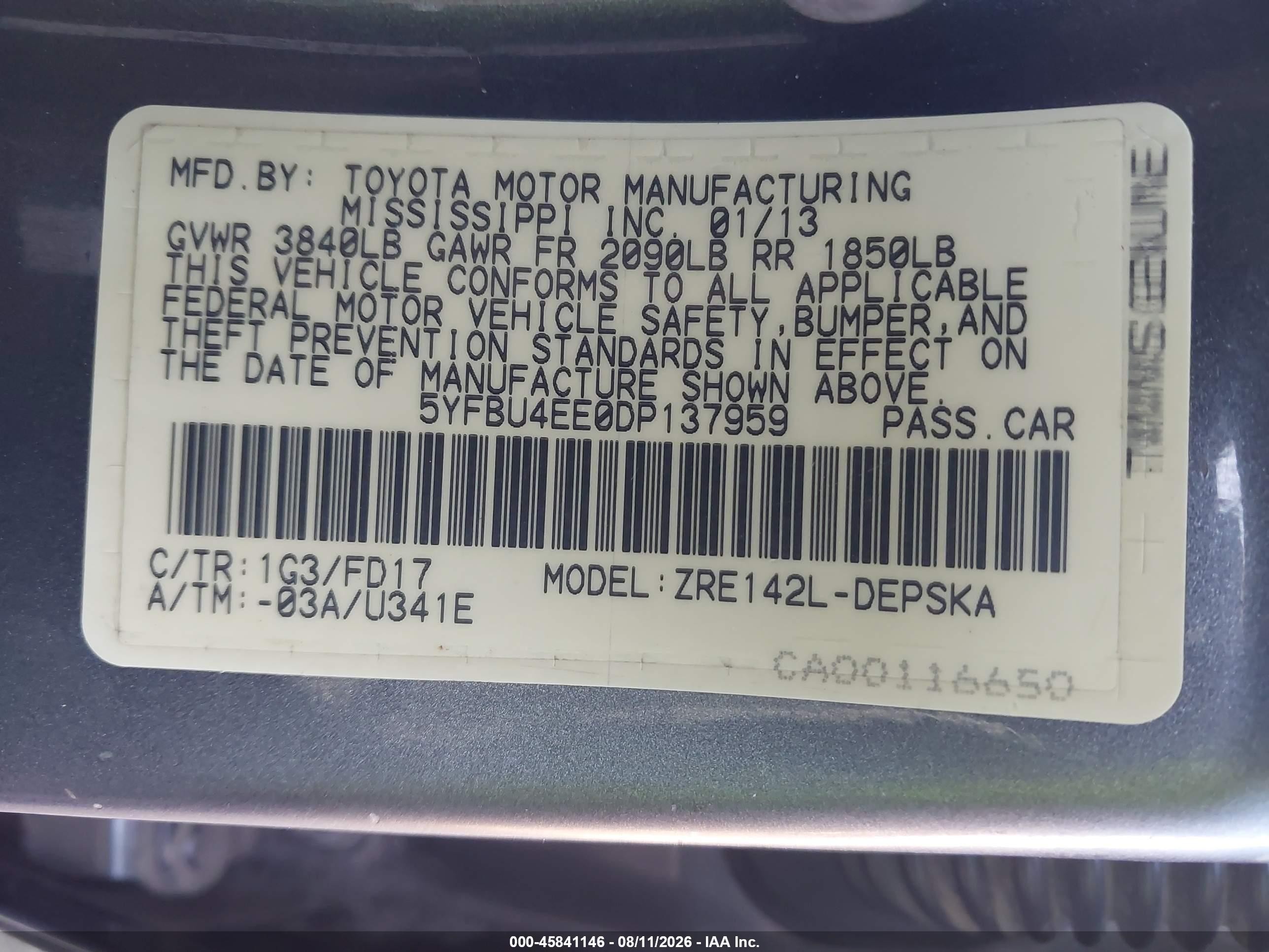 2013 Toyota Corolla S Серый vin: 5YFBU4EE0DP137959