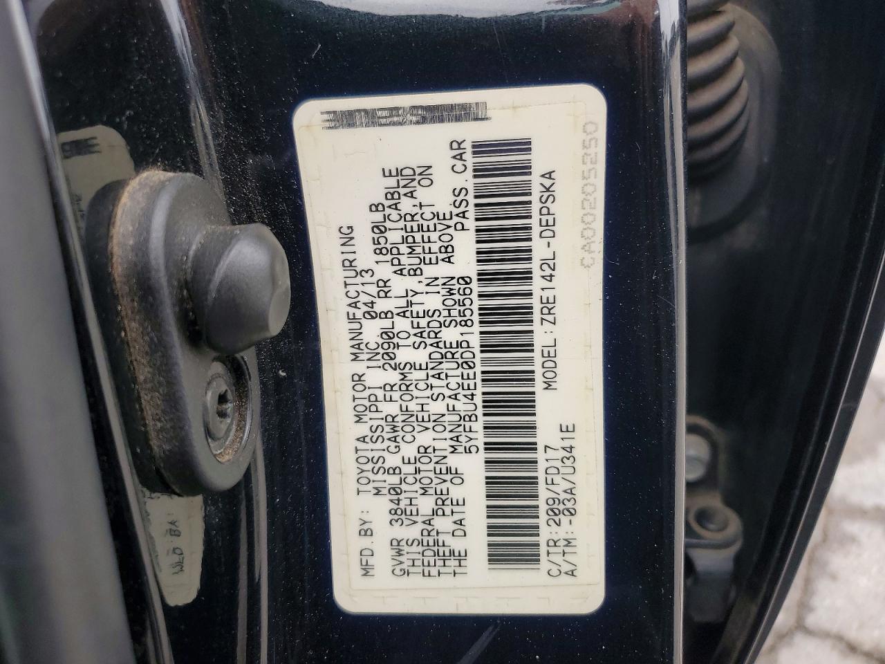 2013 Toyota Corolla S Черный vin: 5YFBU4EE0DP185560