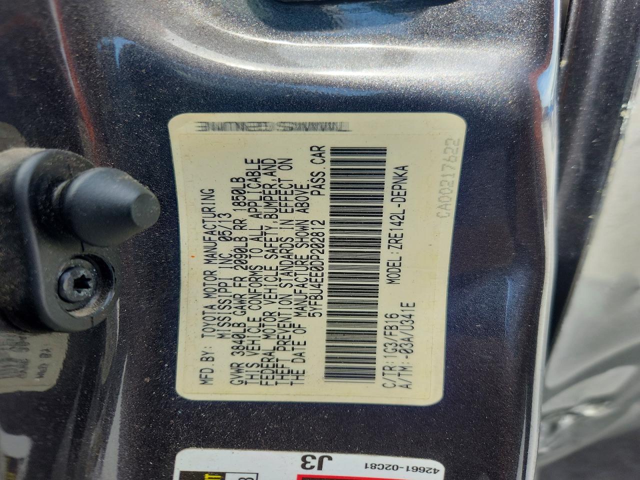 2013 Toyota Corolla Le Gray vin: 5YFBU4EE0DP202812