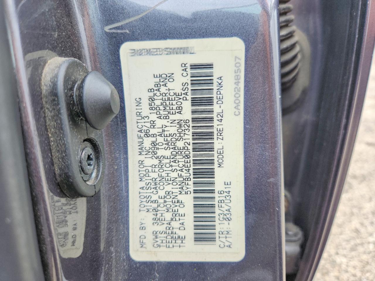 2013 Toyota Corolla Le Gray vin: 5YFBU4EE0DP217326