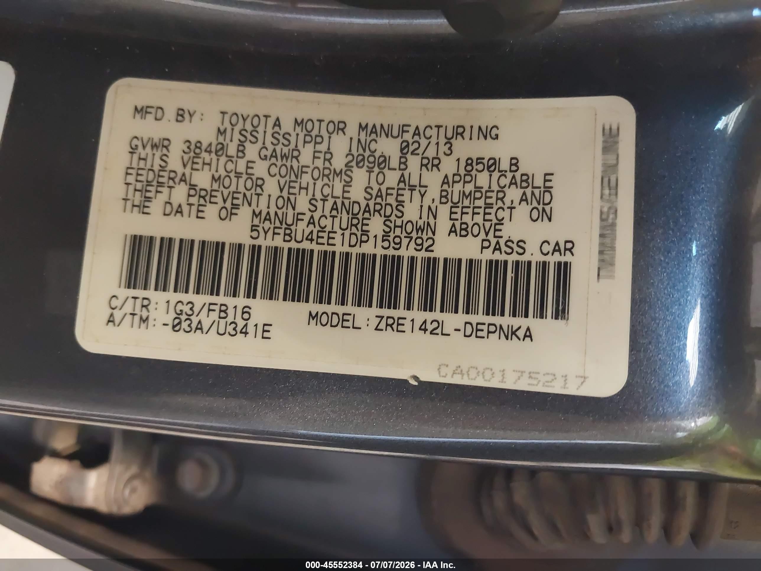 2013 Toyota Corolla Le Gray vin: 5YFBU4EE1DP159792