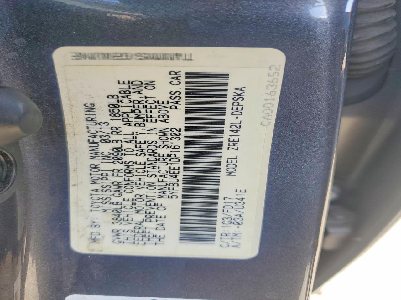 2013 Toyota Corolla S Серый vin: 5YFBU4EE1DP161302
