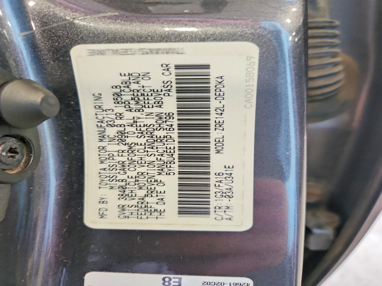 2013 Toyota Corolla L Charcoal vin: 5YFBU4EE1DP164796