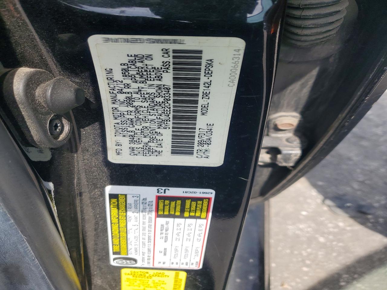 2012 Toyota Corolla S Black vin: 5YFBU4EE2CP033407