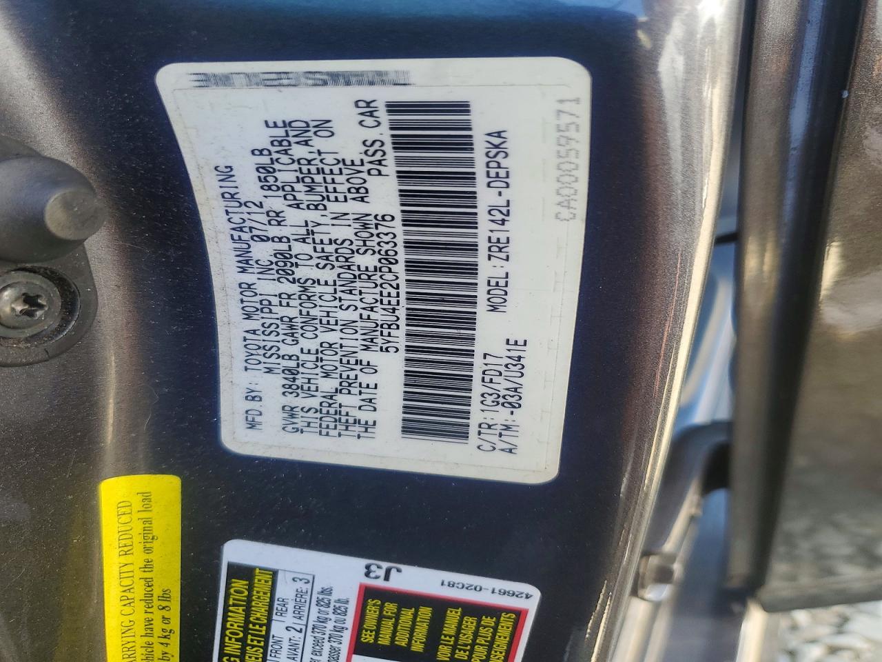 2012 Toyota Corolla S Gray vin: 5YFBU4EE2CP063376