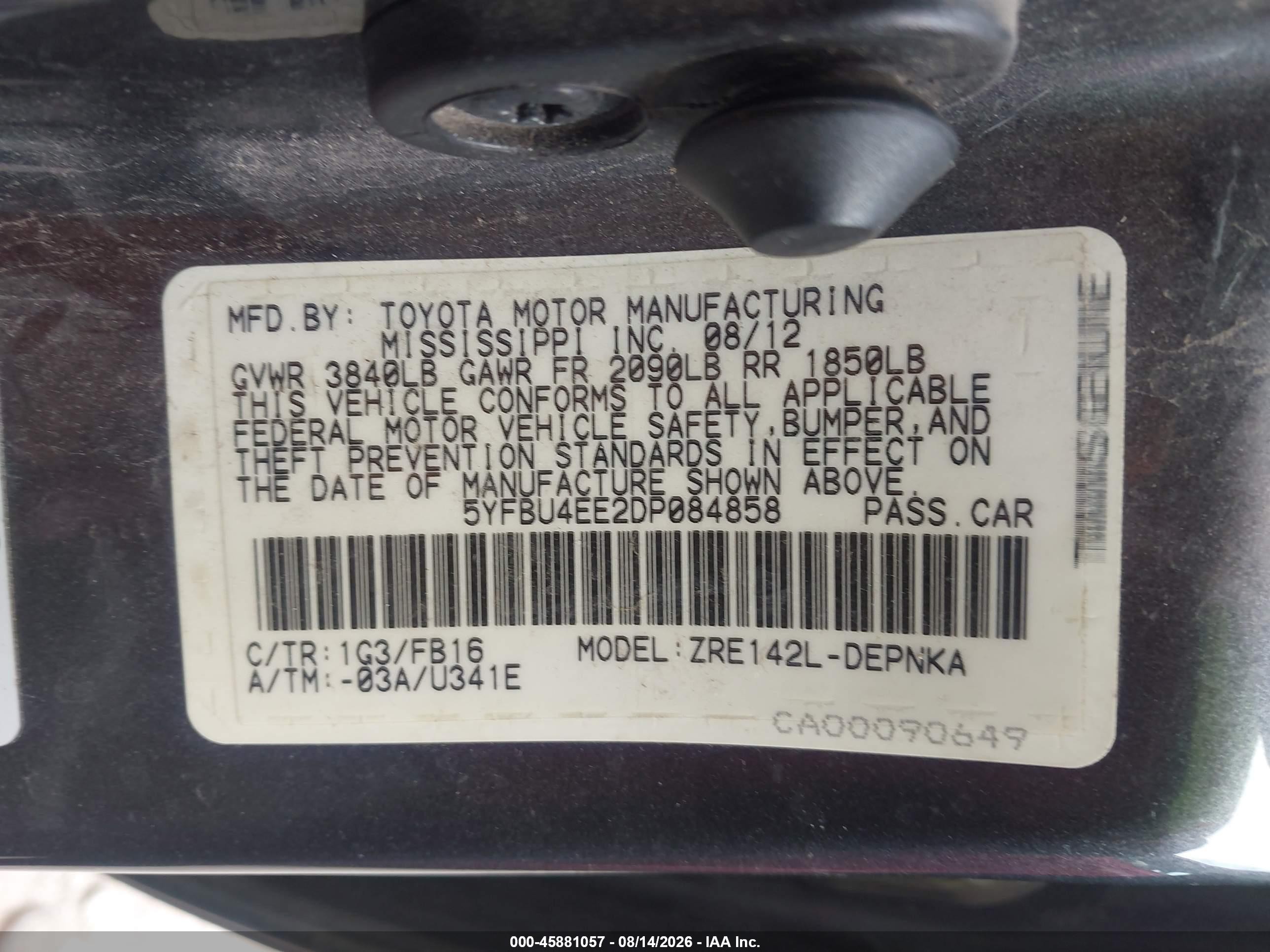 2013 Toyota Corolla Le Gray vin: 5YFBU4EE2DP084858