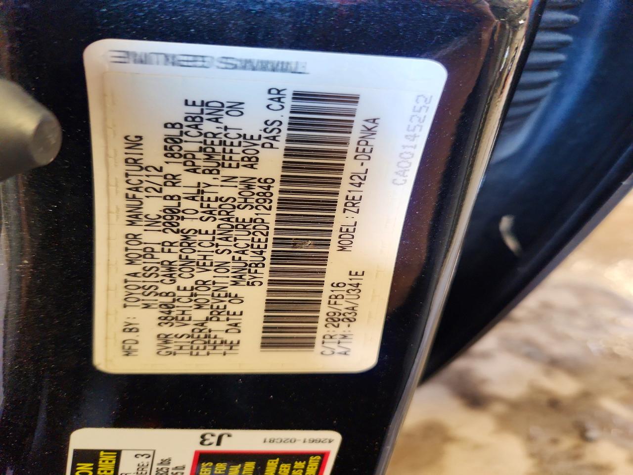 2013 Toyota Corolla Le Black vin: 5YFBU4EE2DP129846