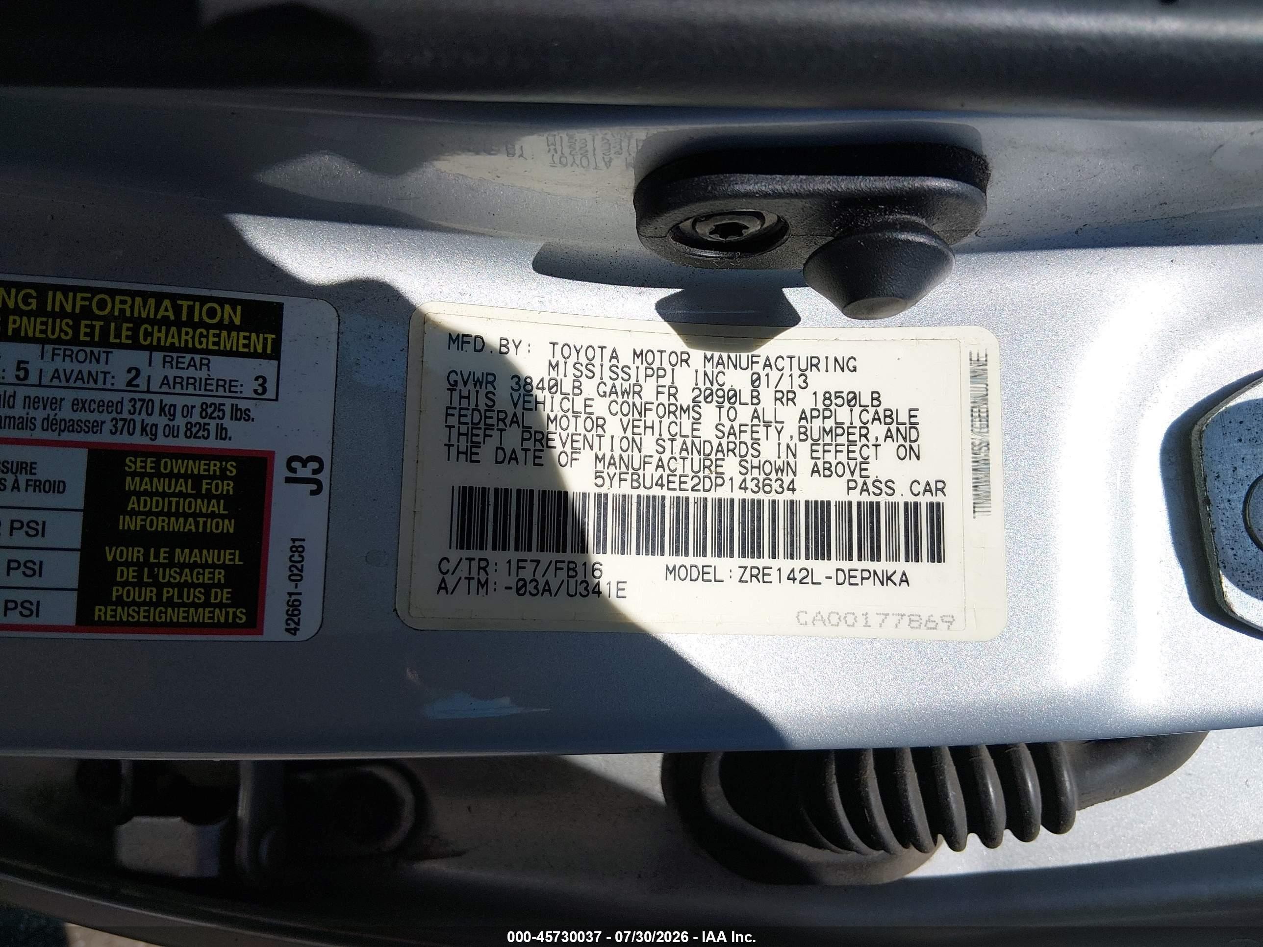 2013 Toyota Corolla Le Silver vin: 5YFBU4EE2DP143634