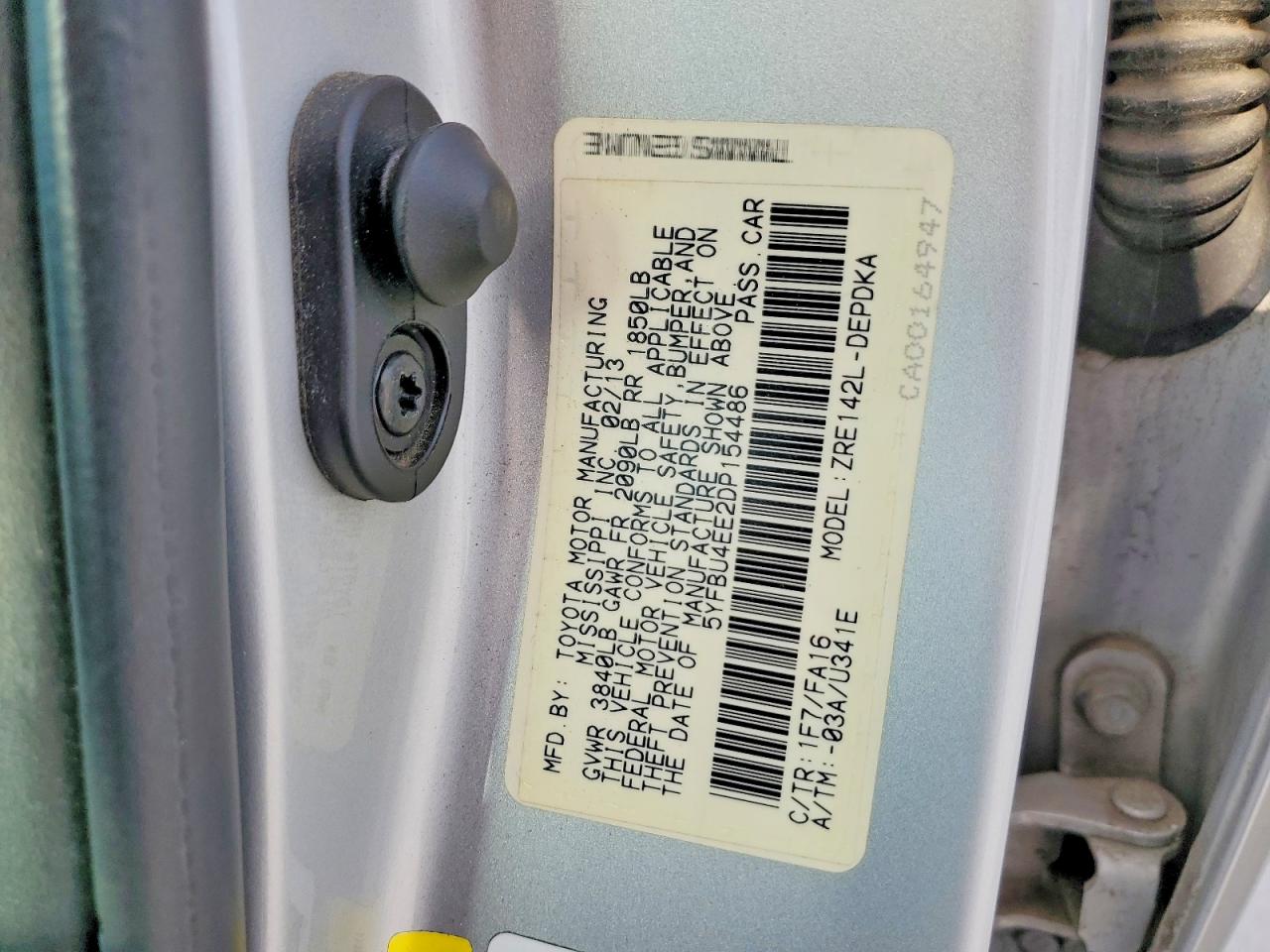 2013 Toyota Corolla L Серебряный vin: 5YFBU4EE2DP154486