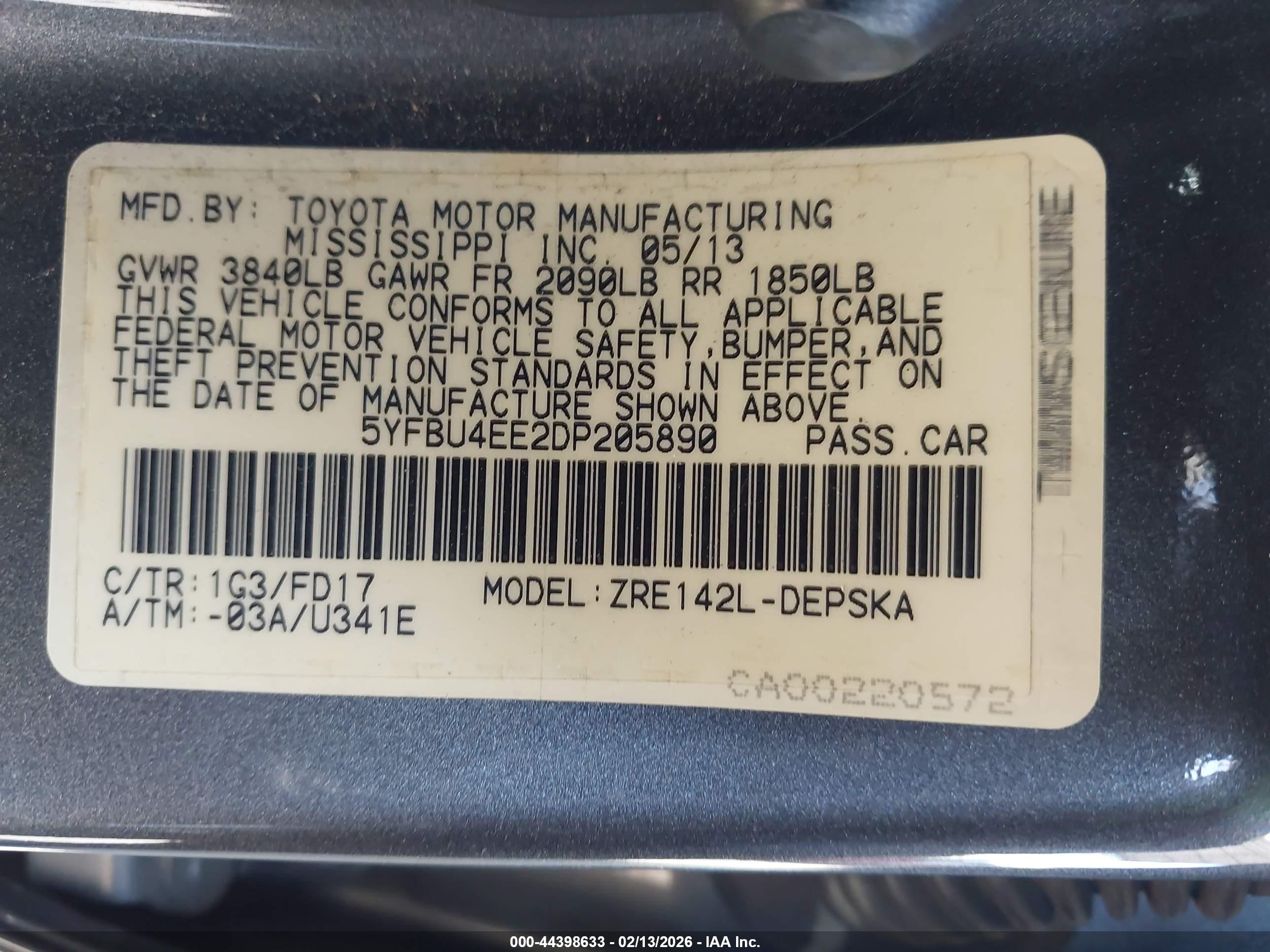 2013 Toyota Corolla S Gray vin: 5YFBU4EE2DP205890