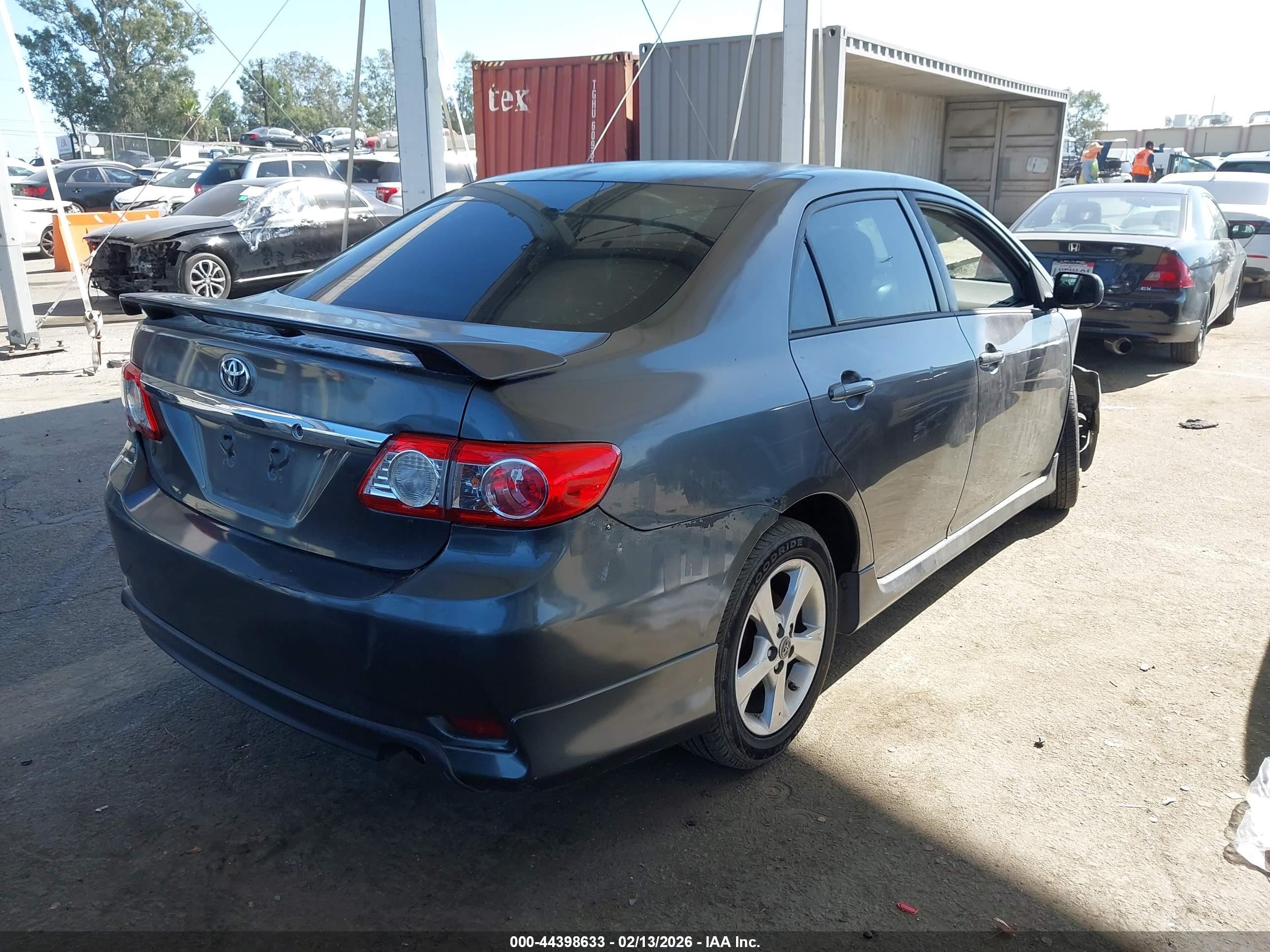 2013 Toyota Corolla S Gray vin: 5YFBU4EE2DP205890