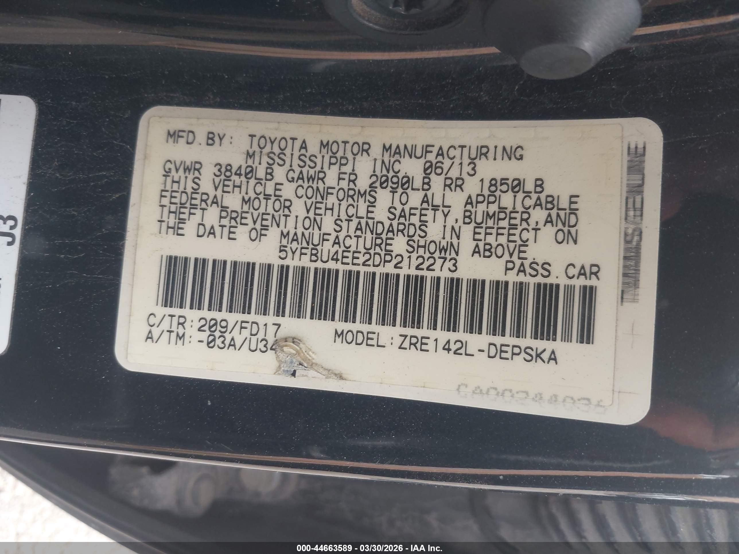 2013 Toyota Corolla S Black vin: 5YFBU4EE2DP212273
