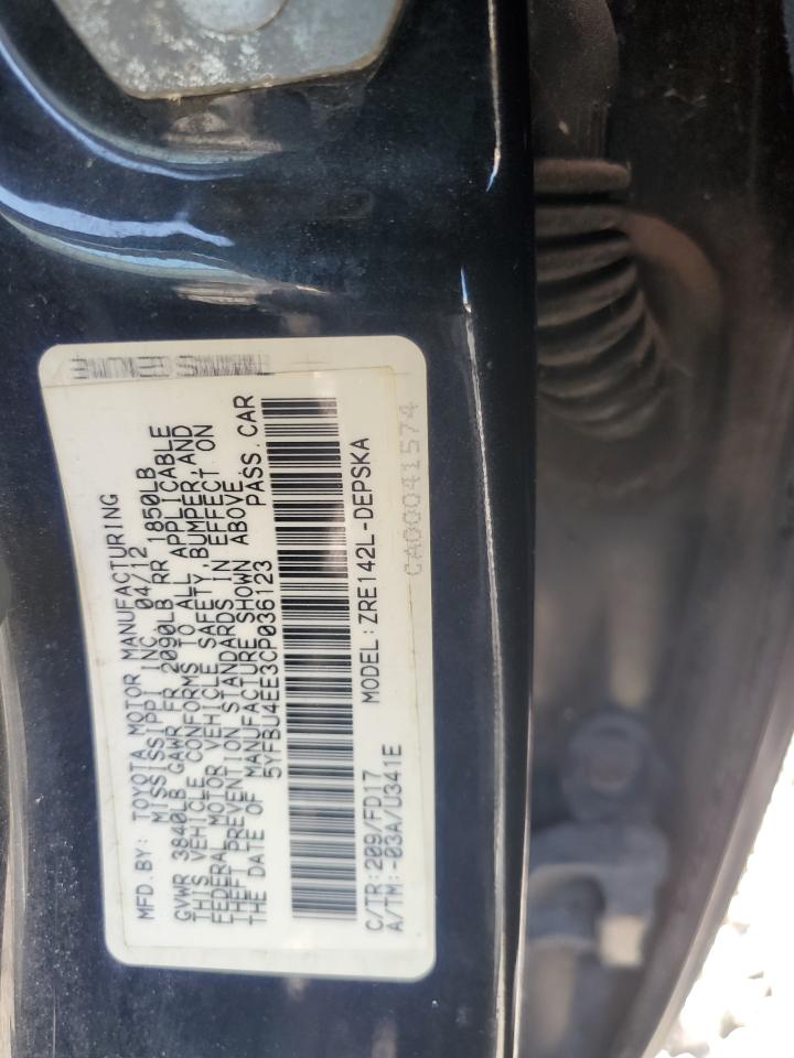 2012 Toyota Corolla S Black vin: 5YFBU4EE3CP036123