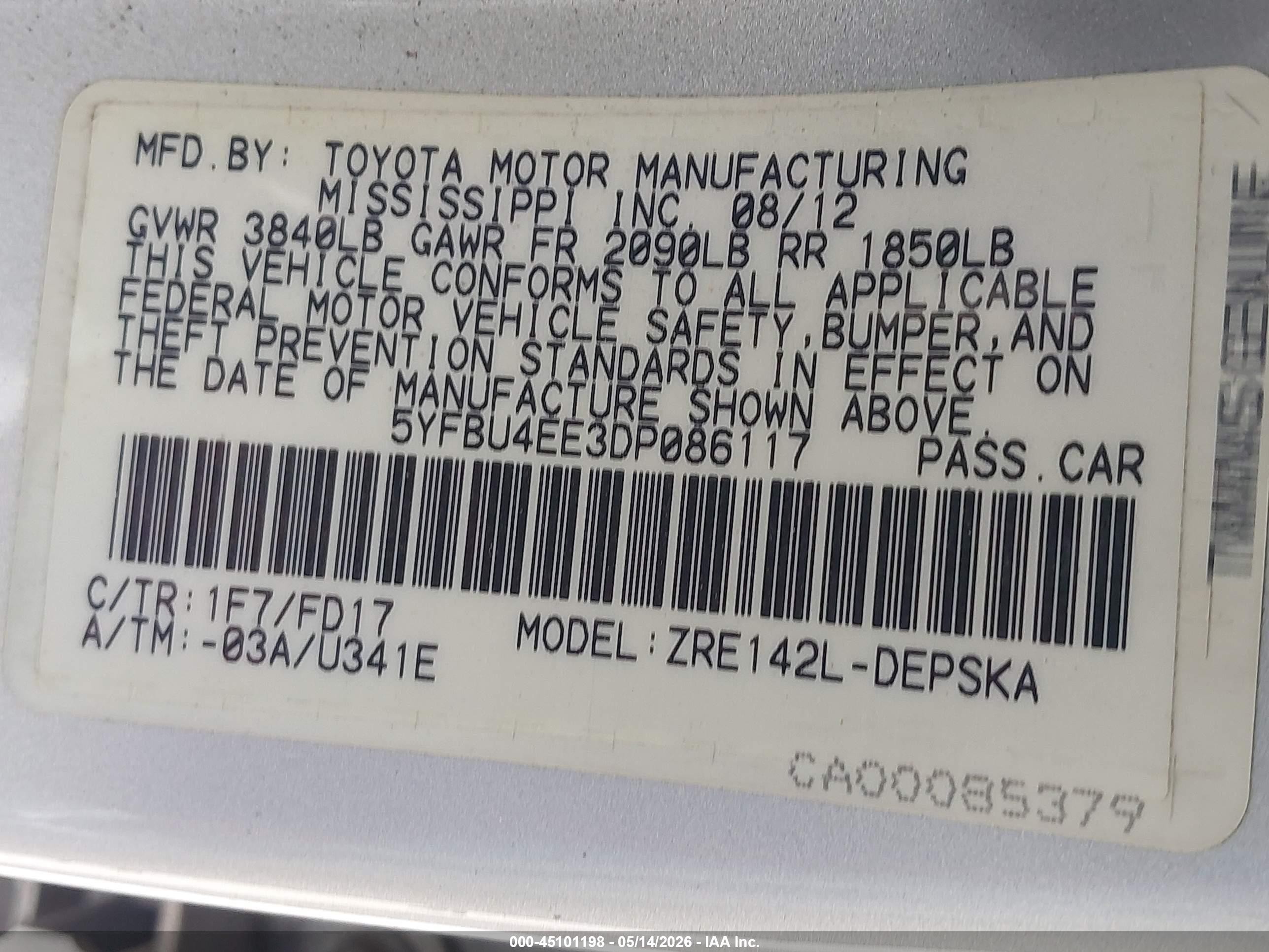 2013 Toyota Corolla S Silver vin: 5YFBU4EE3DP086117
