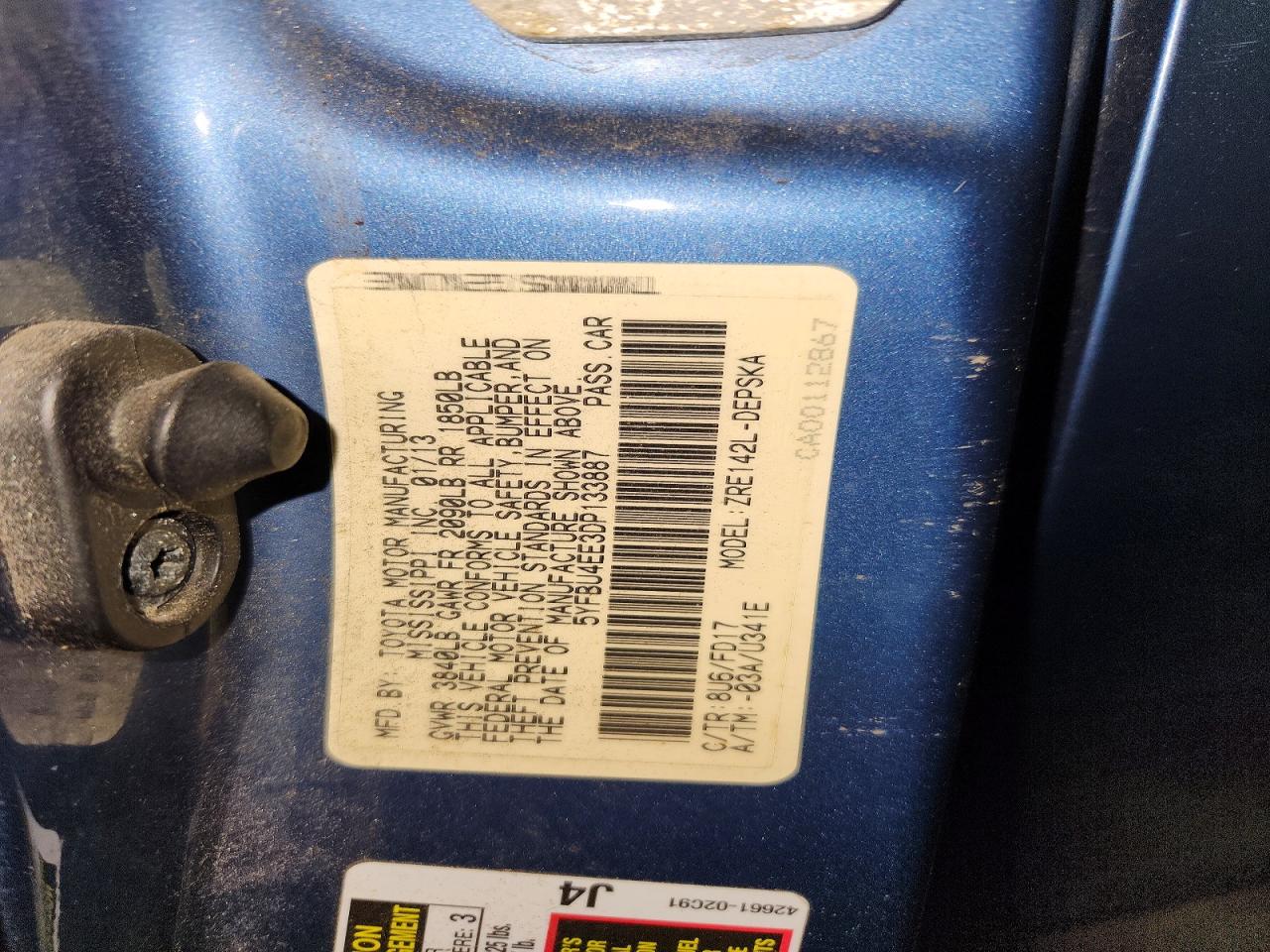 2013 Toyota Corolla S Blue vin: 5YFBU4EE3DP133887