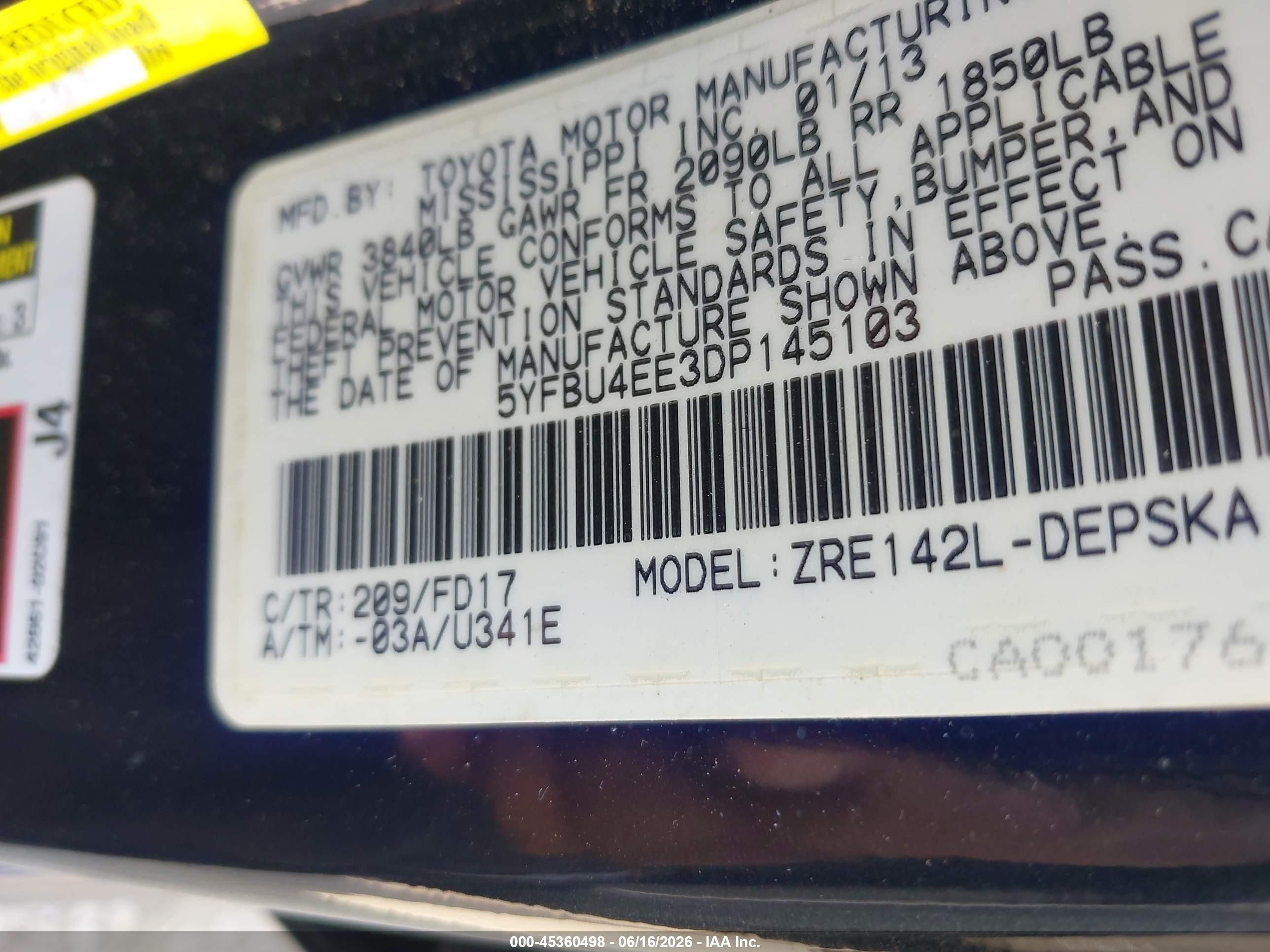 2013 Toyota Corolla S Black vin: 5YFBU4EE3DP145103