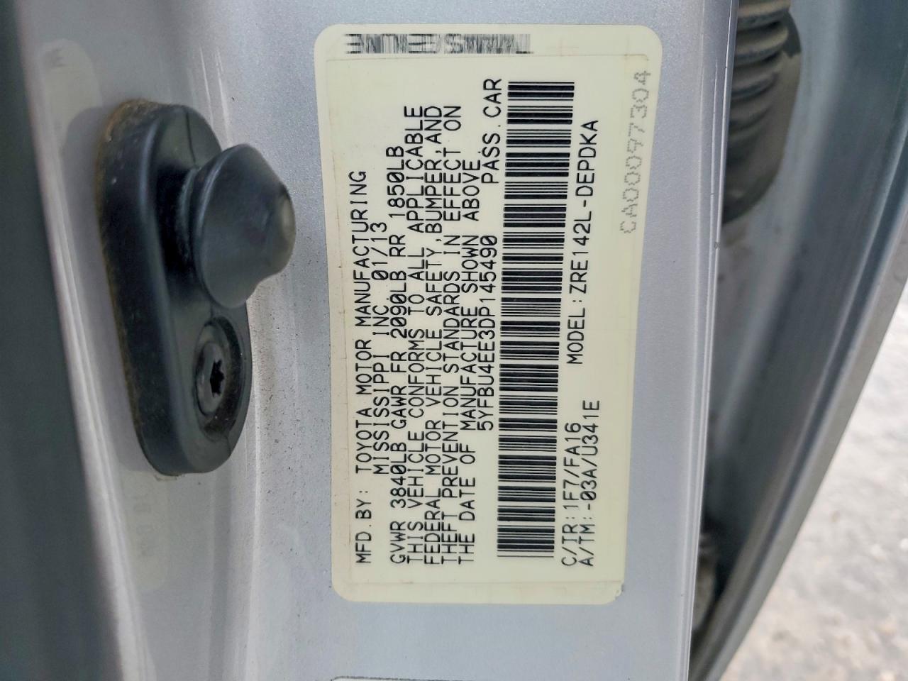 2013 Toyota Corolla Gray vin: 5YFBU4EE3DP145490