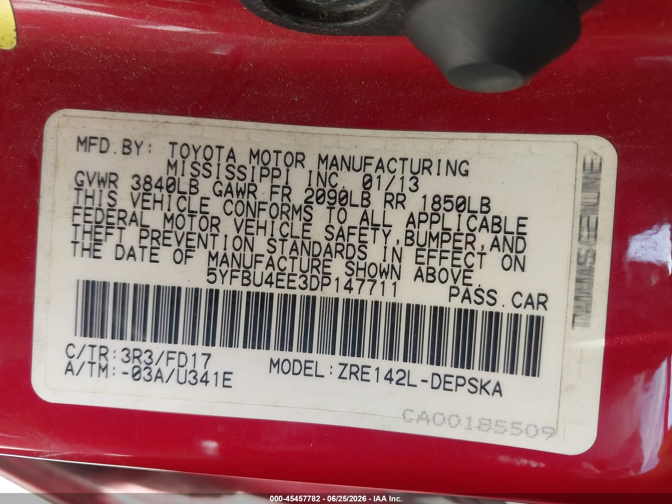 2013 Toyota Corolla S Red vin: 5YFBU4EE3DP147711