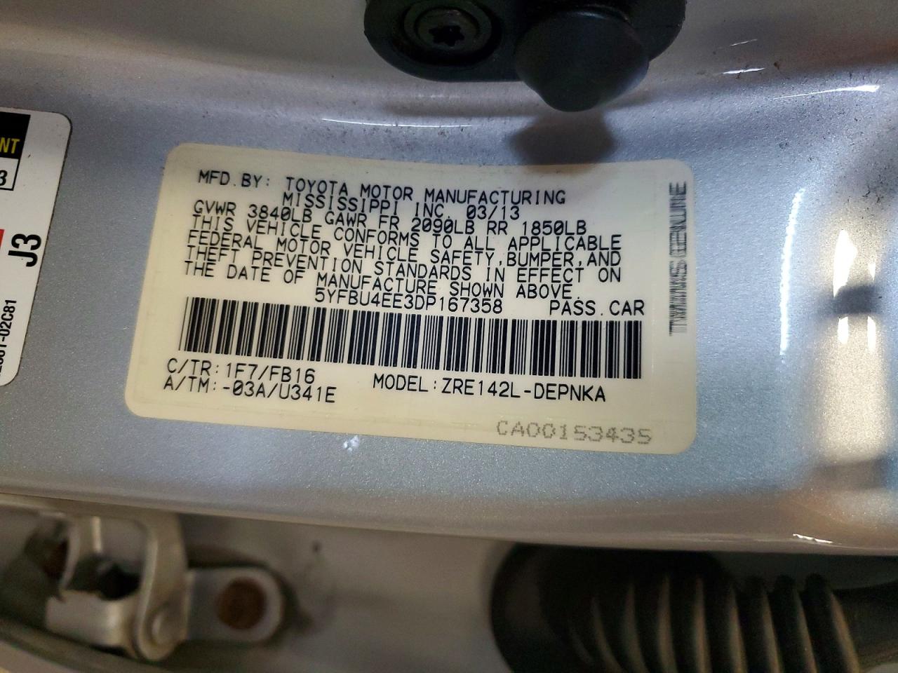 2013 Toyota Corolla Le Silver vin: 5YFBU4EE3DP167358