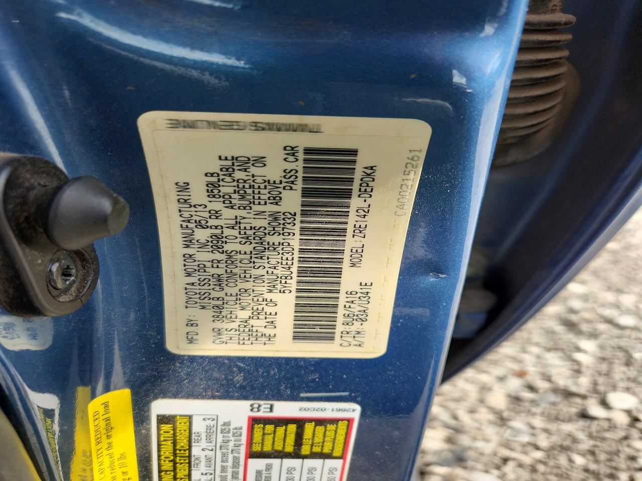 2013 Toyota Corolla L Blue vin: 5YFBU4EE3DP197332