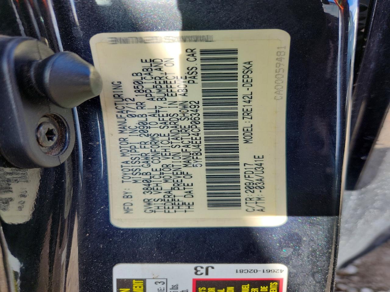 2012 Toyota Corolla S Black vin: 5YFBU4EE4CP063492
