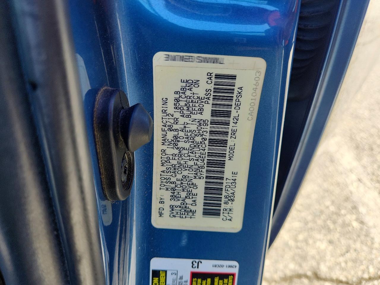 2012 Toyota Corolla S Blue vin: 5YFBU4EE4CP073195