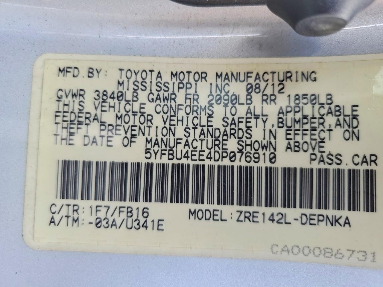 2013 Toyota Corolla Le Silver vin: 5YFBU4EE4DP076910