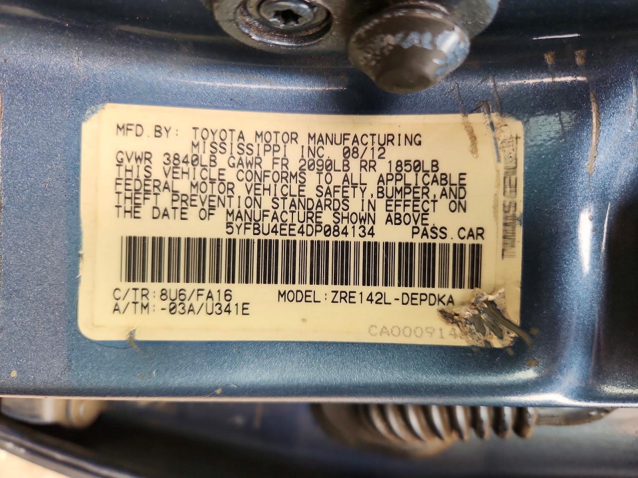 2013 Toyota Corolla L Blue vin: 5YFBU4EE4DP084134