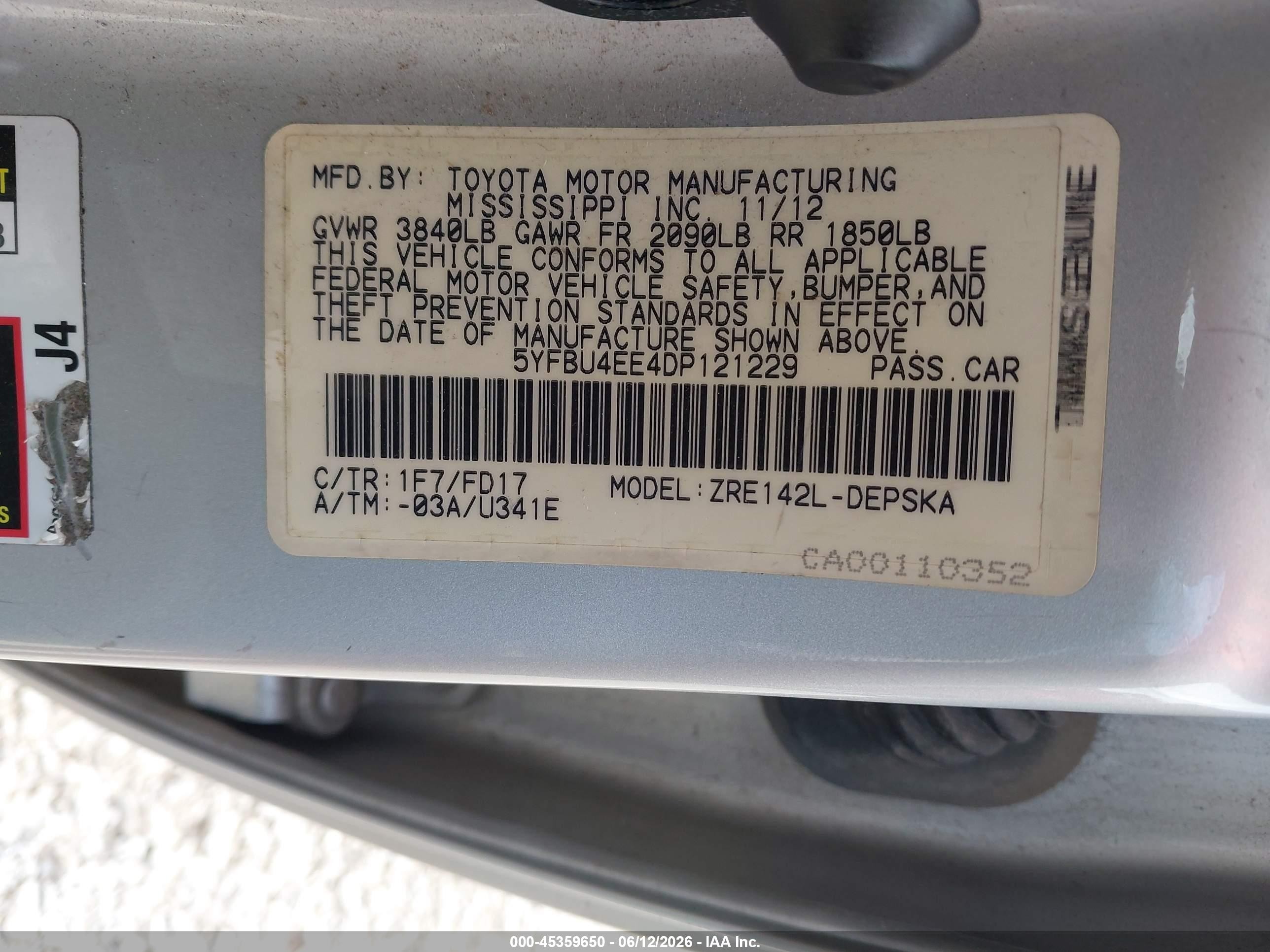 2013 Toyota Corolla S Серебряный vin: 5YFBU4EE4DP121229